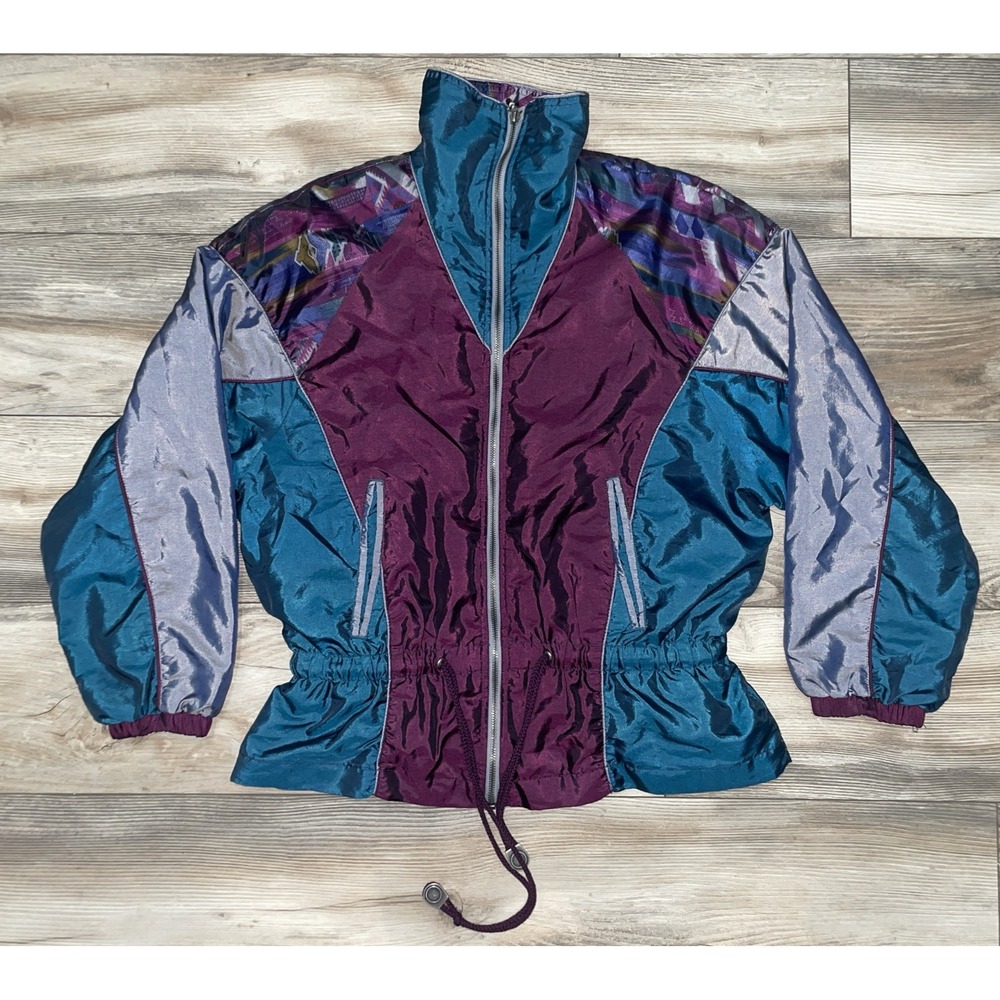 Vintage Energy Zone Jacket Women Large Cinch Waist Zip Windbreaker